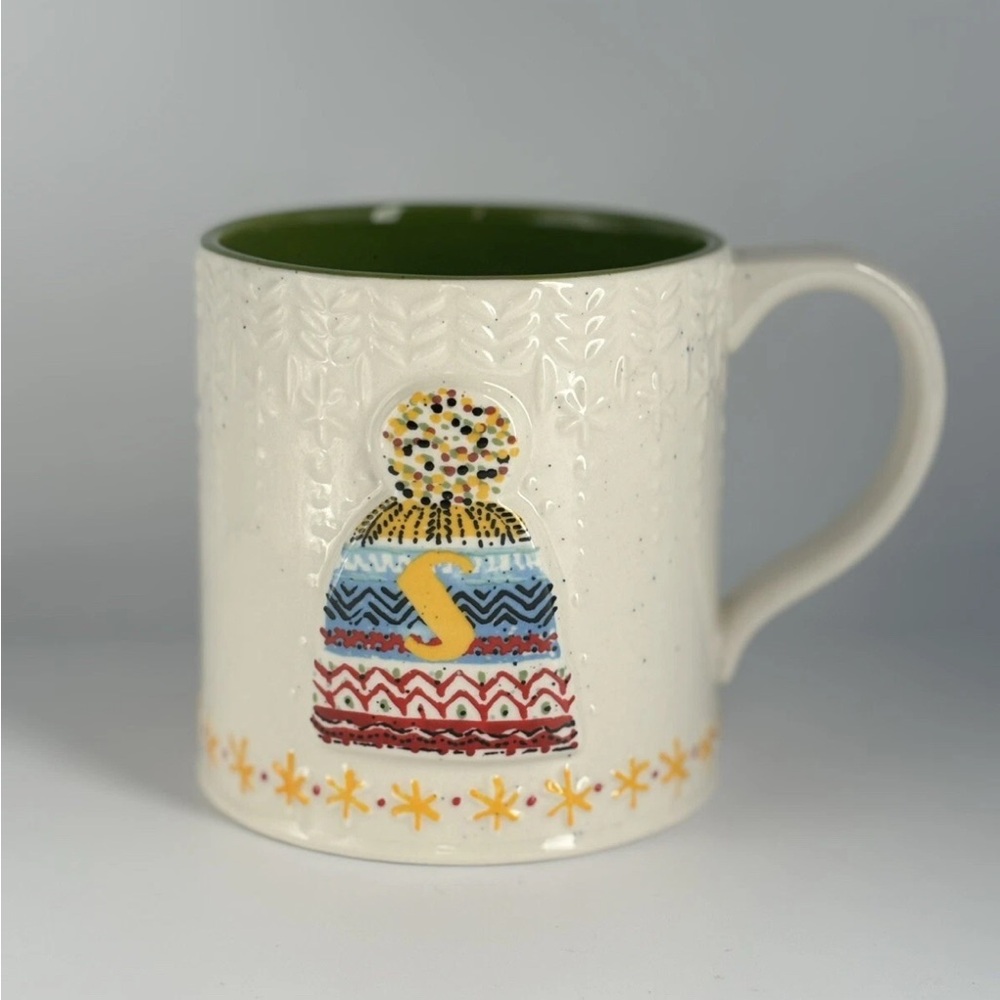 Anthropologie Bundled Up Mug Monogram Letter S Hat Touque